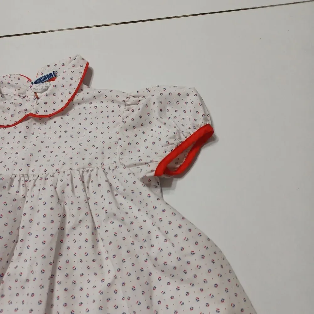 Nanas Pet Baby Girls 18 Months Fit And Flare Dress White Red Sailors Boat Button
